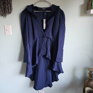 NWT Scarlet Darkness Dark Blue Women Steampunk Long Jacket High Low XXL